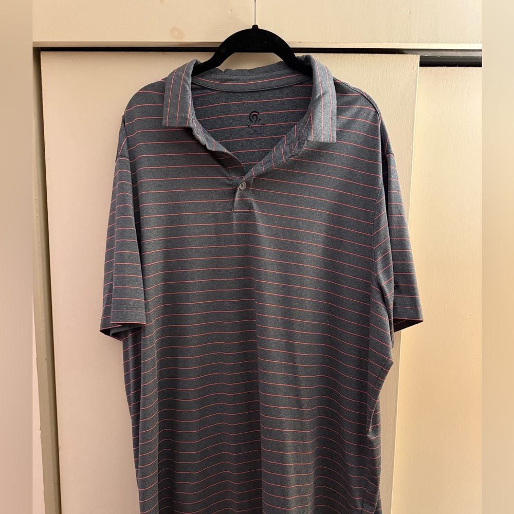 Classic Striped Polo Shirt in Gray and Red